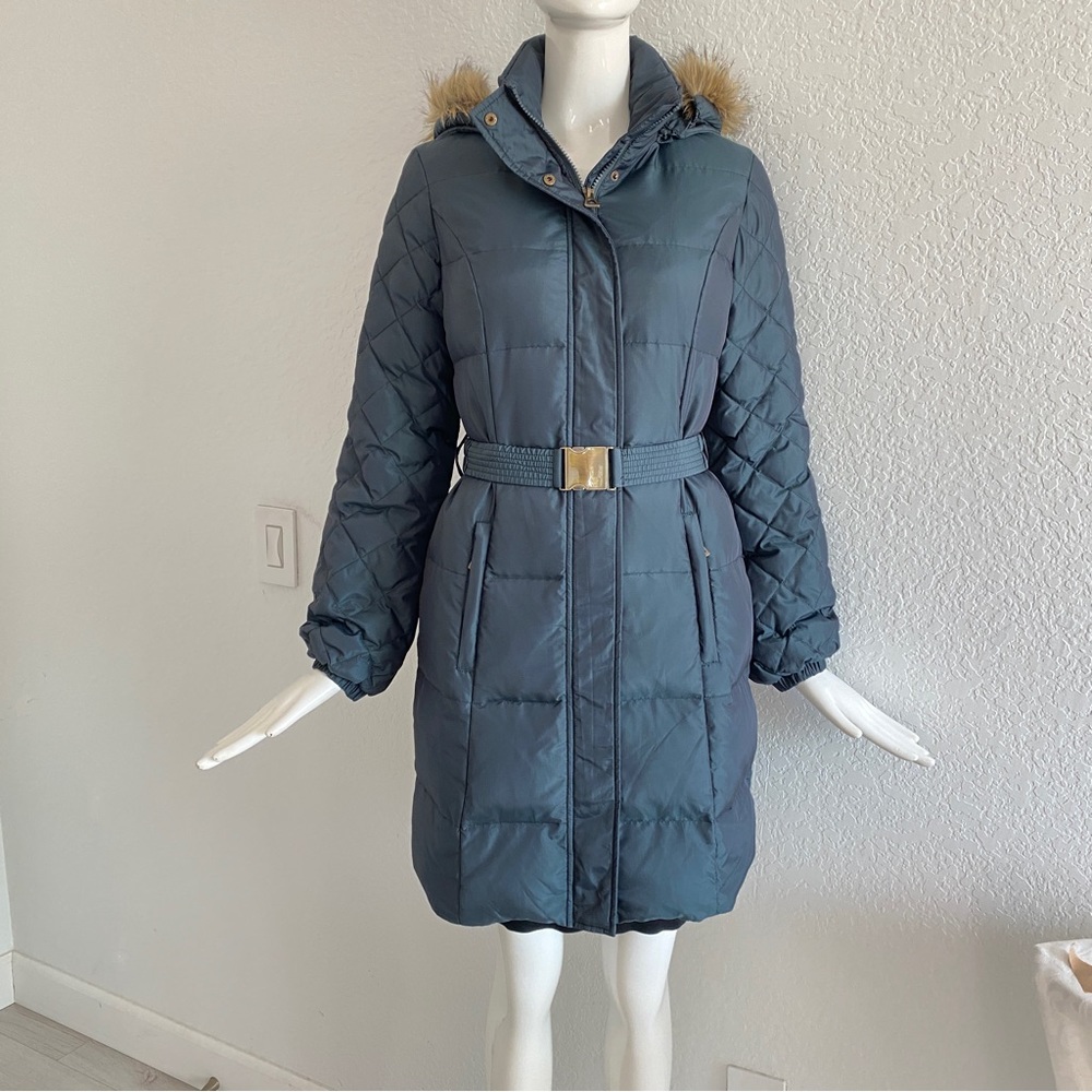 barneys new york navy teal down puffer coat
